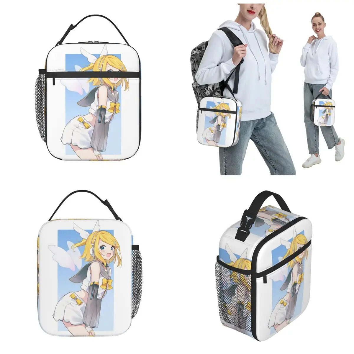 Kagamine Rin Anime Insulated Lunch Bag Portable Meal Container Cooler Bag Lunch Box Tote College Picnic Food Handbags