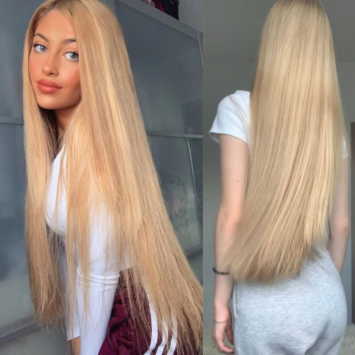 HAIRCUBE blond koronkowa peruka 28 cali 13*4 mała koronkowa peruki syntetyczne z przodu dla kobiet długa prosta środkowa część żaroodporna Fibe