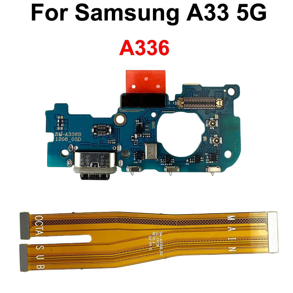 GEFENSI USB Charging Port Connector Board Parts Flex For Samsung Galaxy A33 A336 Motherboard Main Board Connector LCD Flex Cable