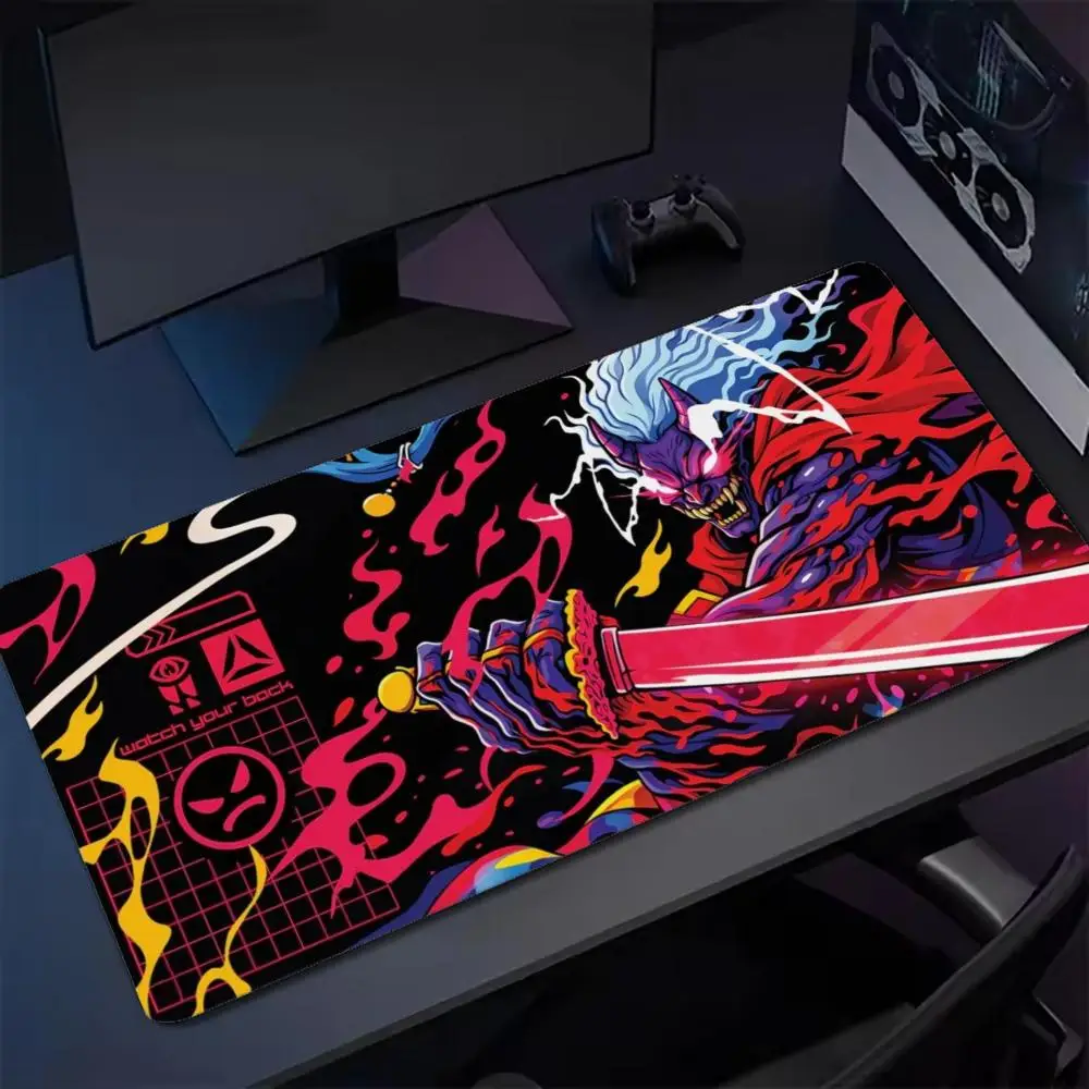 XXL Large Japanese Oni Demon Samurai Gaming Mouse Pad Non-Slip Rubber Desk Mat Keyboard Pad Laptop Computer Deskpad Accessories