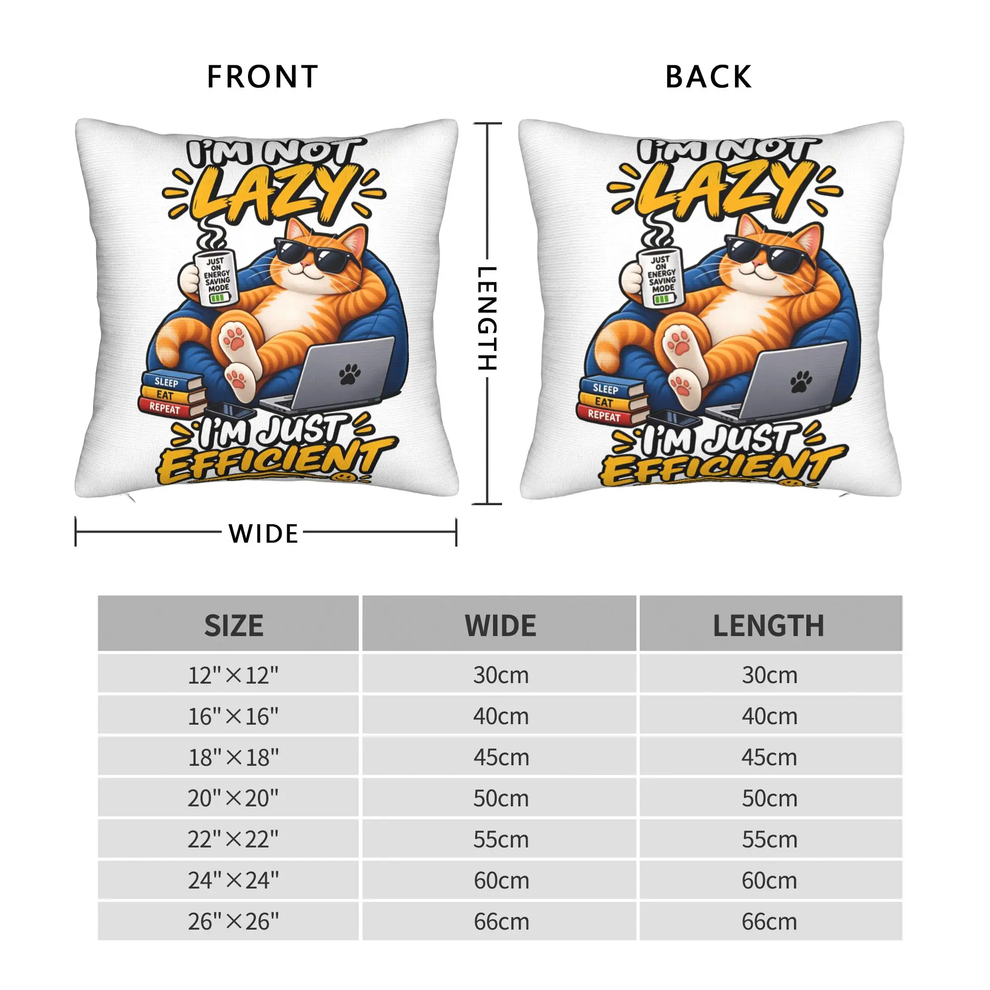 I'M NOT LAZY I'M JUST EFFICIENT Pillow Case  Soft Pillow Cover Funny Cushion Cover For Sofa Home Decoration