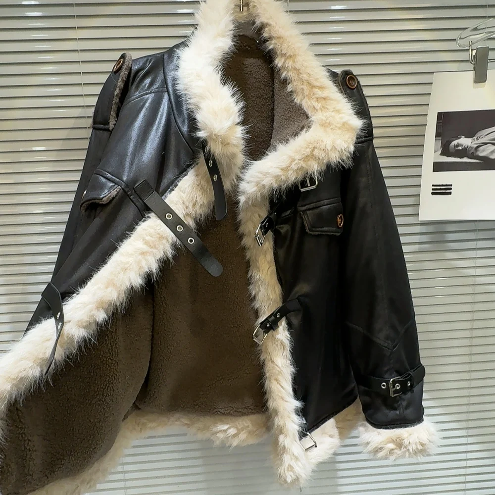 Уличное замшевое кожаное пальто Jaet, женское модное зимнее пальто, длинный воротник-стойка на молнии, средней длины, комплект из интегрированного меха...