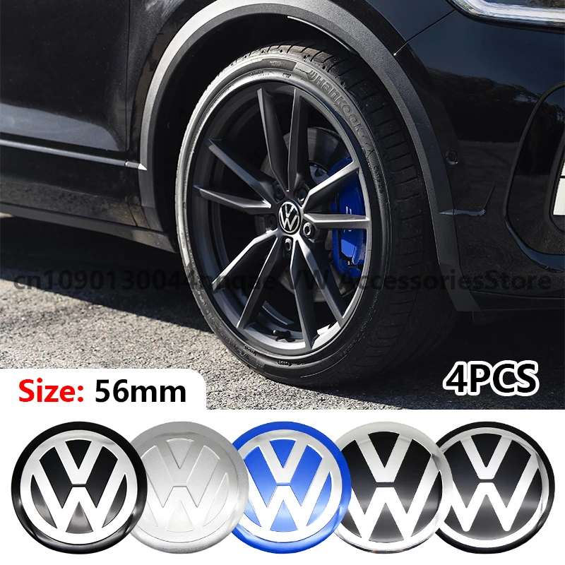 4PCS Car Wheel Center 56mm Hub Cap Sticker Accessories For Volkswagen VW R-line R GTI Polo Golf Touareg Passat Magotan Tiguan