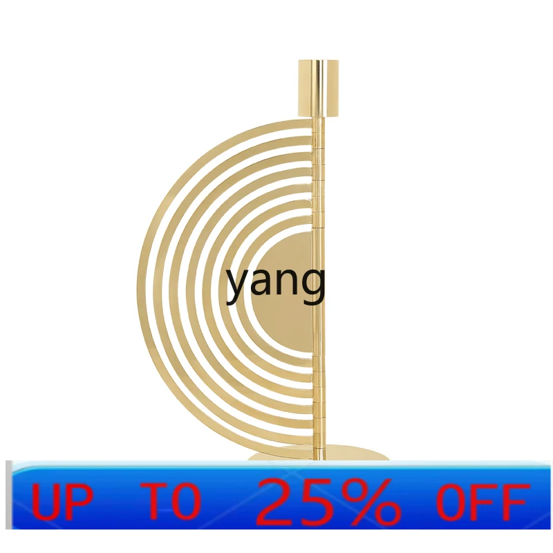 LMM geometric semicircle rotating stainless steel premium christmas entrance metal silver candlestick ornament
