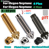 For Elegoo Neptune 4 Plus/4 Max Nozzles 0.2/0.4/0.6/0.8/1.0MM  Nozzle Brass Copper Plated Hardened Steel  High Speed Nozzles