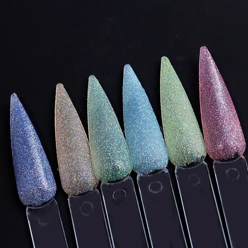 12×50g/bag Laser Ultra-fine Rainbow Nail Glitter Dip Powder Sparkling Crystal Nail Woolen Powder DIY Dropping Glue Phone Case