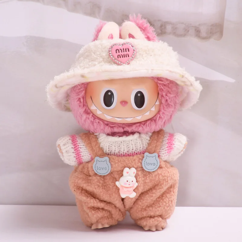 

Комплект одежды для куклы Labubu, 17 см, удобный комбинезон с подкладкой, теплая плюшевая шапка, быстрое платье для аксессуаров для кукол Labubu