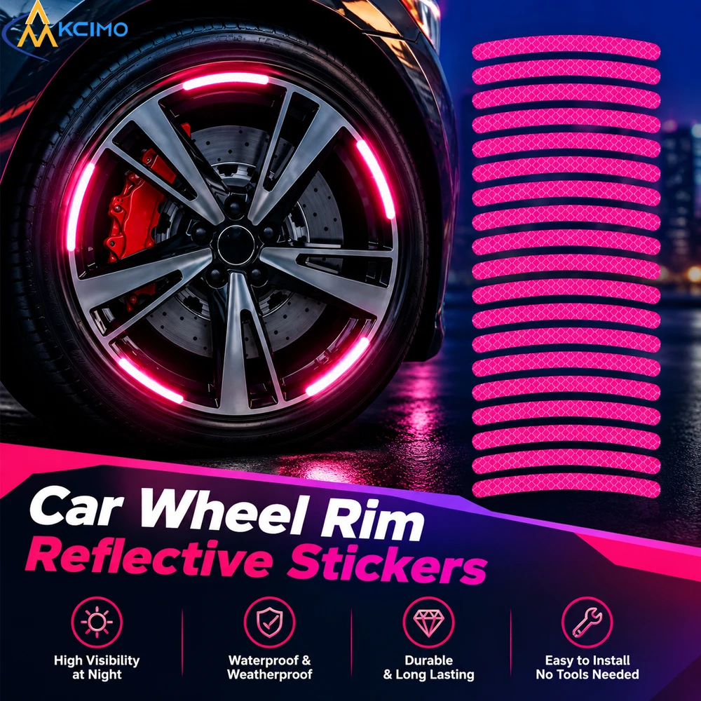 20Pcs Fluorescent Reflective Tire Rim Stickers, Night Warning Wheel Hub Decals, Car Wheel Decorative Accessories