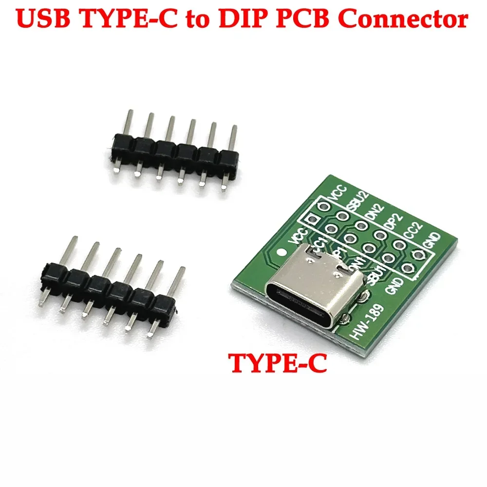 1 PCS USB TYPE-C para DIP PCB Conector Pinboard Placa de Teste Solda Feminino Dip Pin Header Adaptador