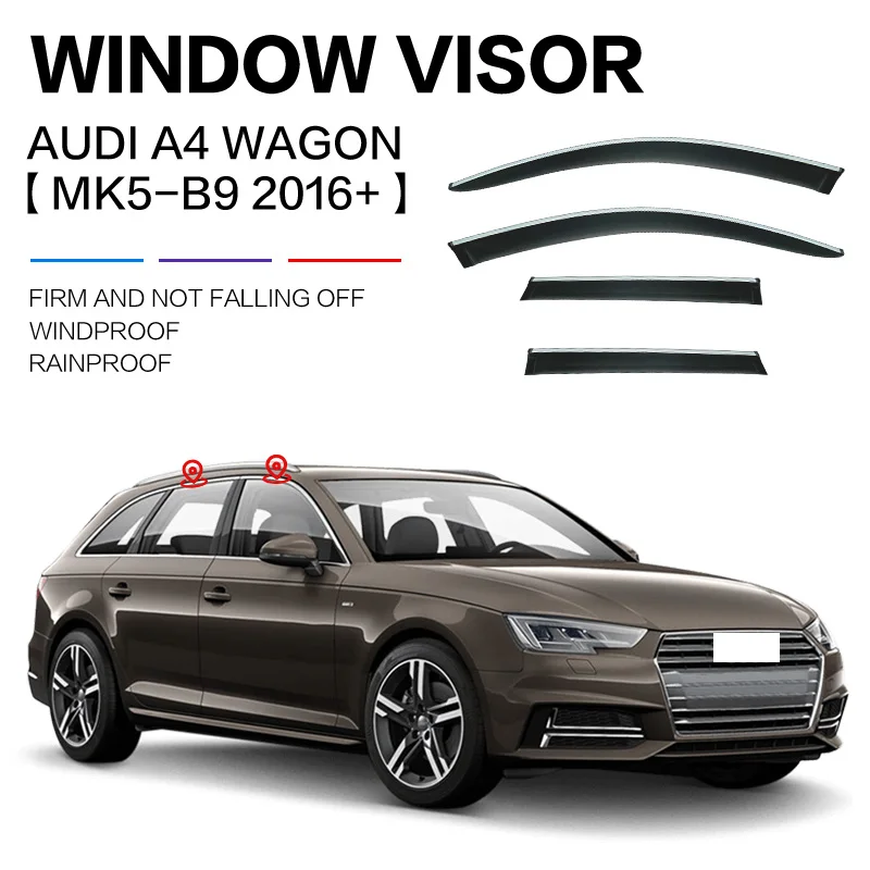 

For AU-DI A4 WAGON Allroad 2008-2015 2016+ WAGON Plastic Window Visor Vent Shades Sun Rain Deflector Guard 4PCS/SET