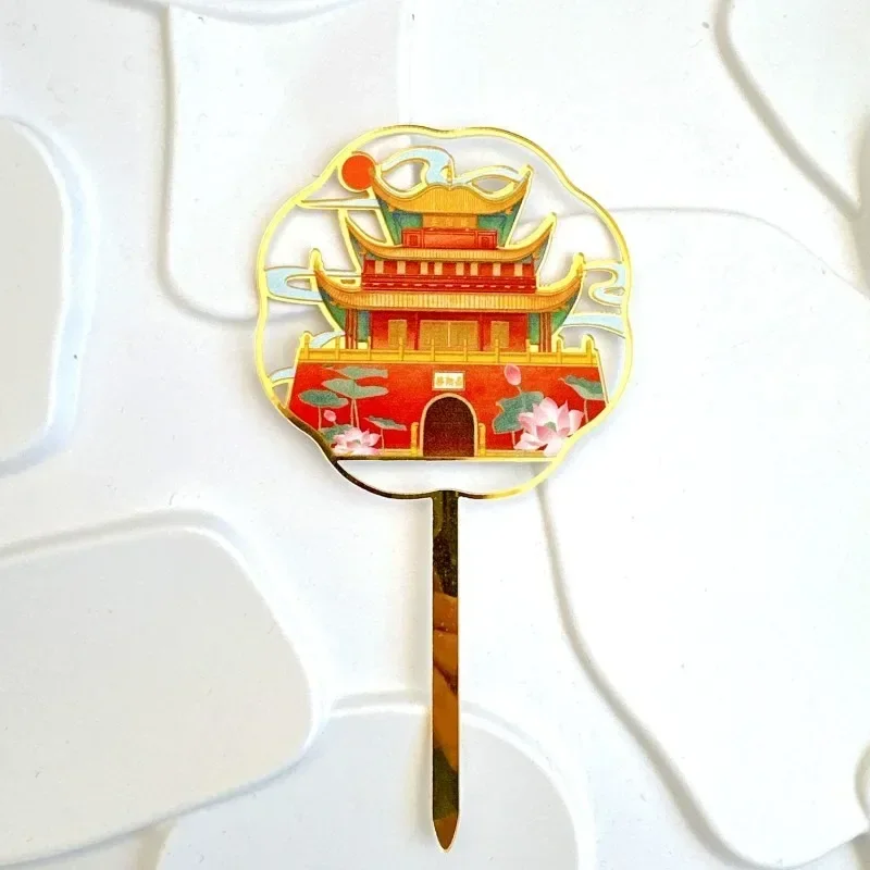 Decoración de Pastel de dragón de fiesta impresa en Color de estilo chino, adornos de pastel de acrílico con tema de nubes auspiciosas, Phoenix, China