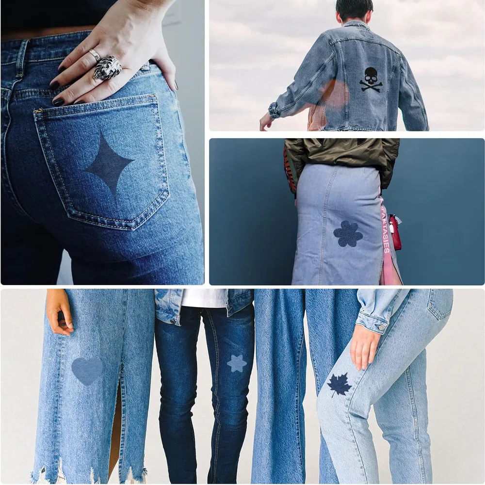 1.5 Meters Iron on Patches Denim Patches Kit for Inside Jeans Clothing Repair Mending Jeans Trousers Fabric Patches Denim Craft