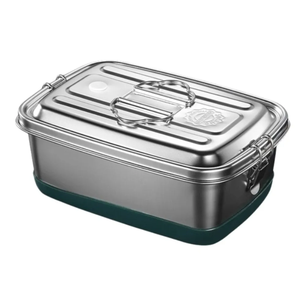 Portable Stainless Steel Lunch Box Divided Leak Proof Food Storage Container Sealed Interlayer Fresh Box Camping