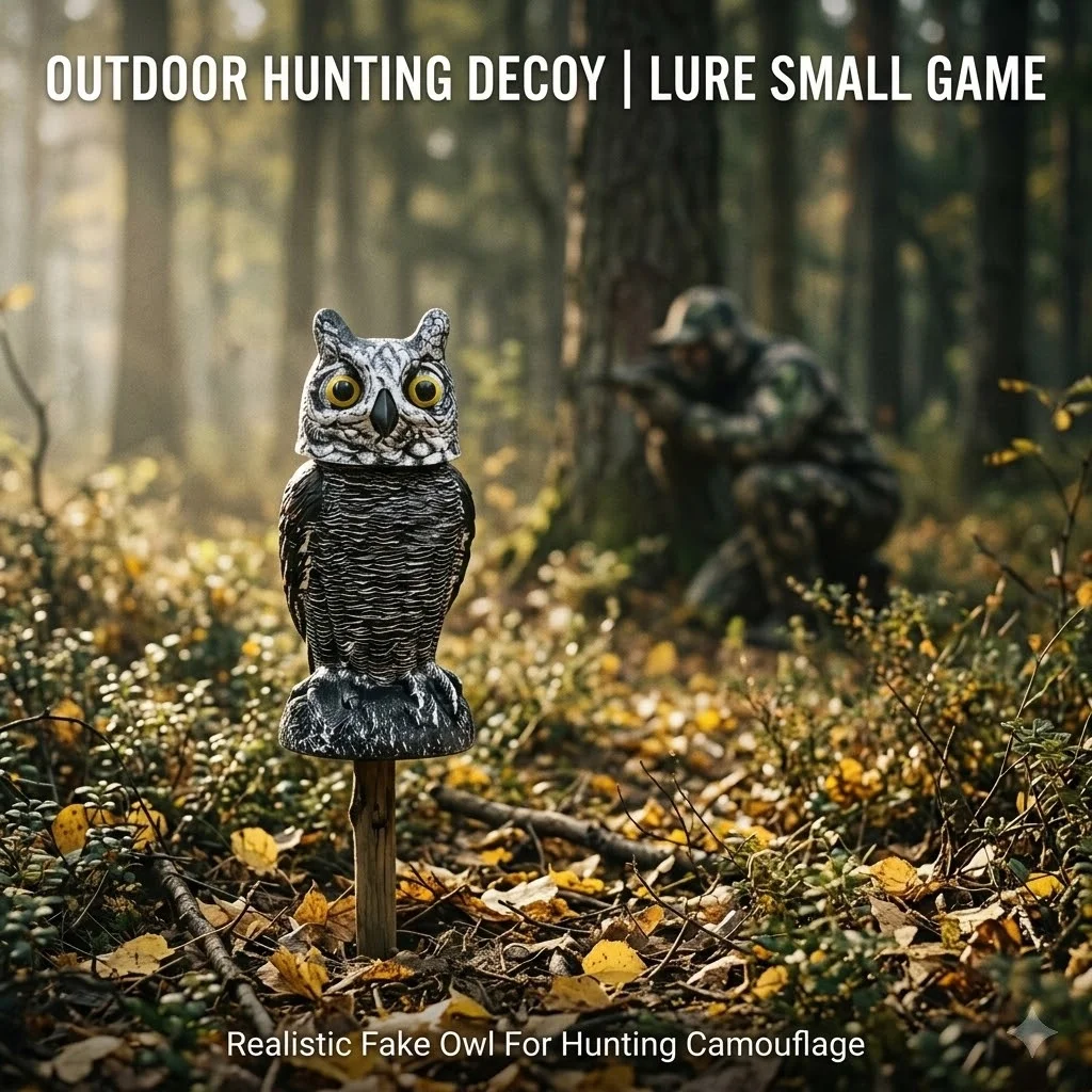 Owl decoy,360 rotating bird scarer,plastic weatherproof pest repeller,garden farm hunting lure