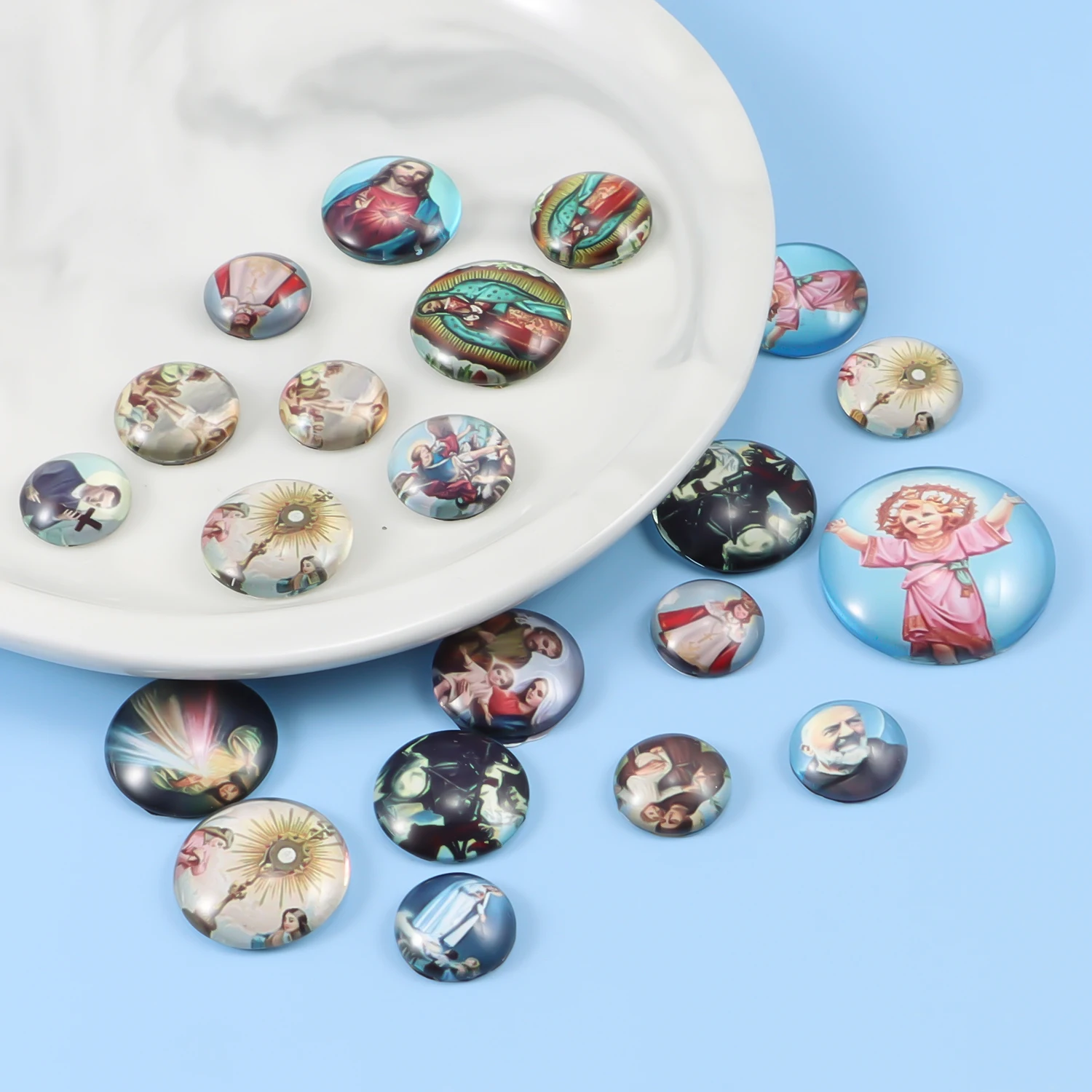 120-500pieces Mixed Round Glass Religious Cabochon Accessory DIY Fashion Jewelry Findings Saint Rita Accessories CUSTOMIZED