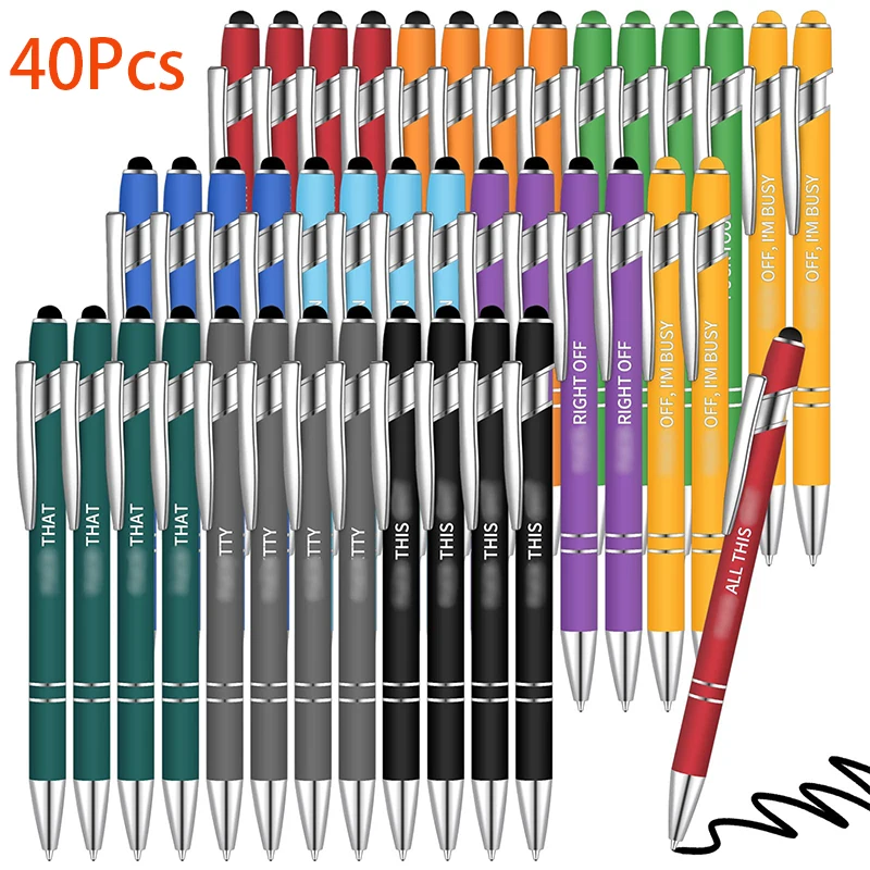 40Pcs Funny Pens for Adults Coworkers Bulk Pen Gifts Office Pens Metal Ballpoint Pen with Stylus Tip Black Ink Screen Touch Pens