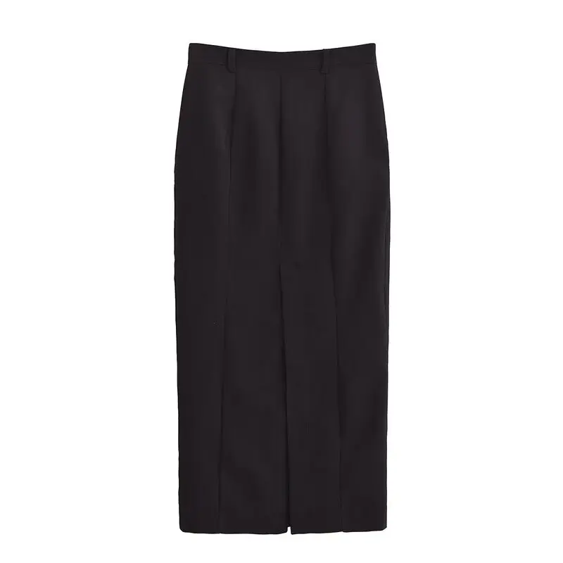 Fall 2024 Women's Fashion High Waist Long Straight Cut Black  Skirt All-Match Elegant Style New Arrival Skirts