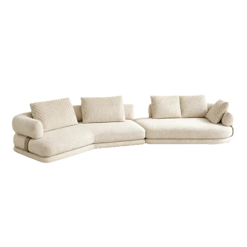 Designer Italian Fabric Sofa Curved L-Shaped Straight Sectional Large Penthouse Living Room Modern Minimalist Home Couch