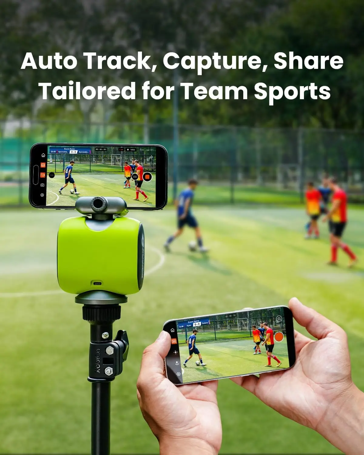 Chameleon AI Auto Sports Action Camera - Telecamera da calcio 4K 60FPS e telecamera di tracciamento per basket per sport di squadra, streaming live,