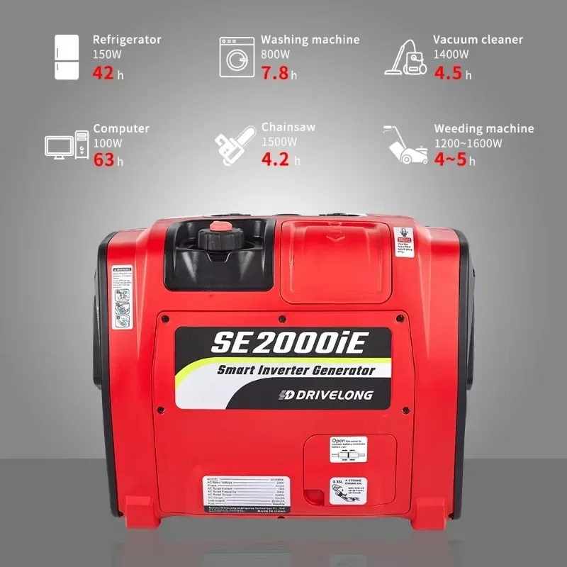 New Camping Home Use Super Silent 2kva Por oline Inverter Generator with Wheels