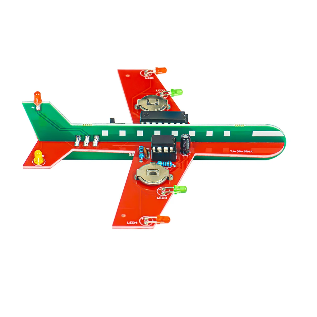 Kit eletrônico diy pequeno avião cd4017 lâmpada de fluxo prática de soldagem kit de montagem ciência eletrônica piscando led pcb