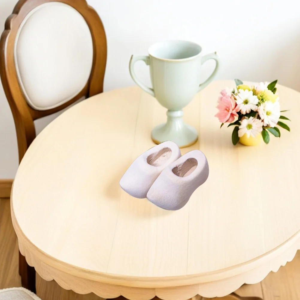 รองเท้าไม้จิ๋วแบบดัตช์ 6 คู่ รองเท้าไม่เคลือบสำหรับตกแต่งบ้านตุ๊กตา อุปกรณ์งานฝีมือรองเท้าจิ๋ว DIY