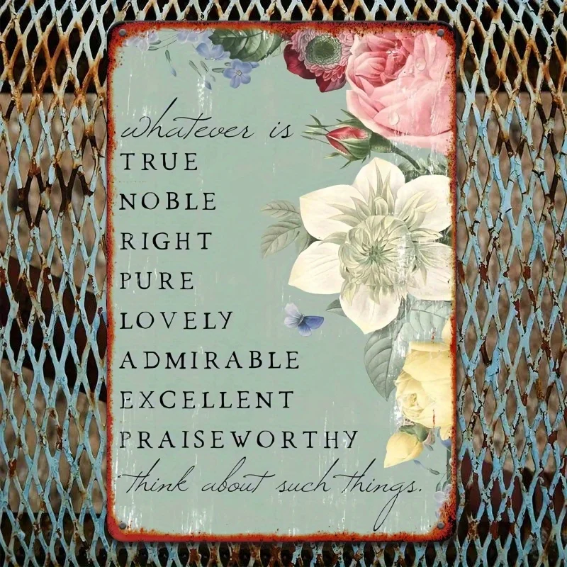 Vintage Floral Scripture Metal Wall Sign with 