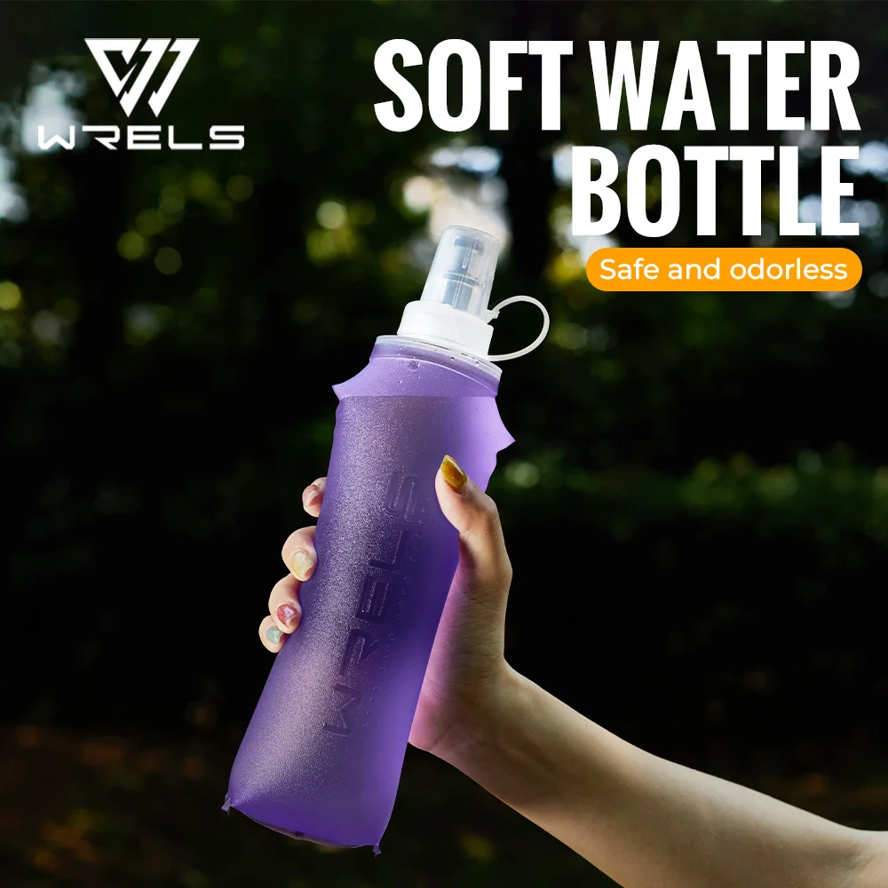 WRELS Soft Water Bottle Collapsible Soft Flask TPU Running Water Bottle Foldable Water Bag BPA-Free Sports Soft Water Flask