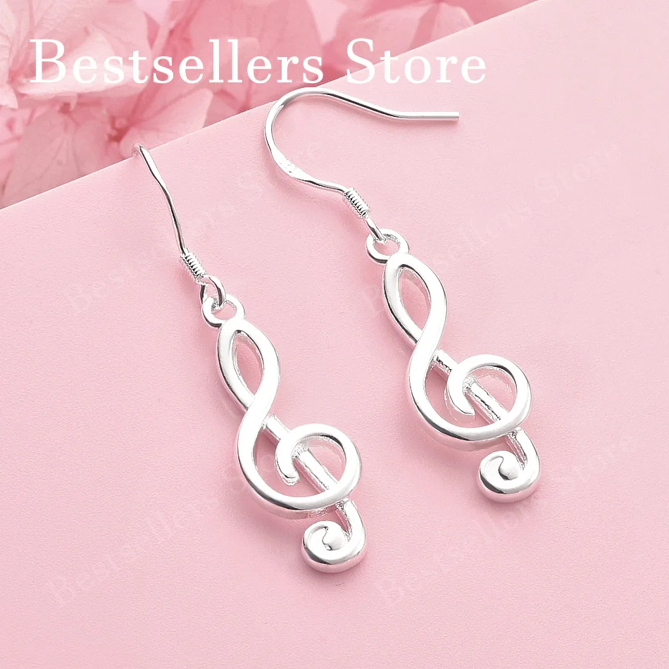 Charm 925 Sterling Silver Exquisite Musical Note Earrings Women's Gifts Wedding Accessories Fashion Jewelry