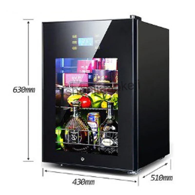 62L Cold Storage Refrigerator Wine Refrigerators transparent glass door tea drinks freezers -5to10 degrees C food sample cabinet