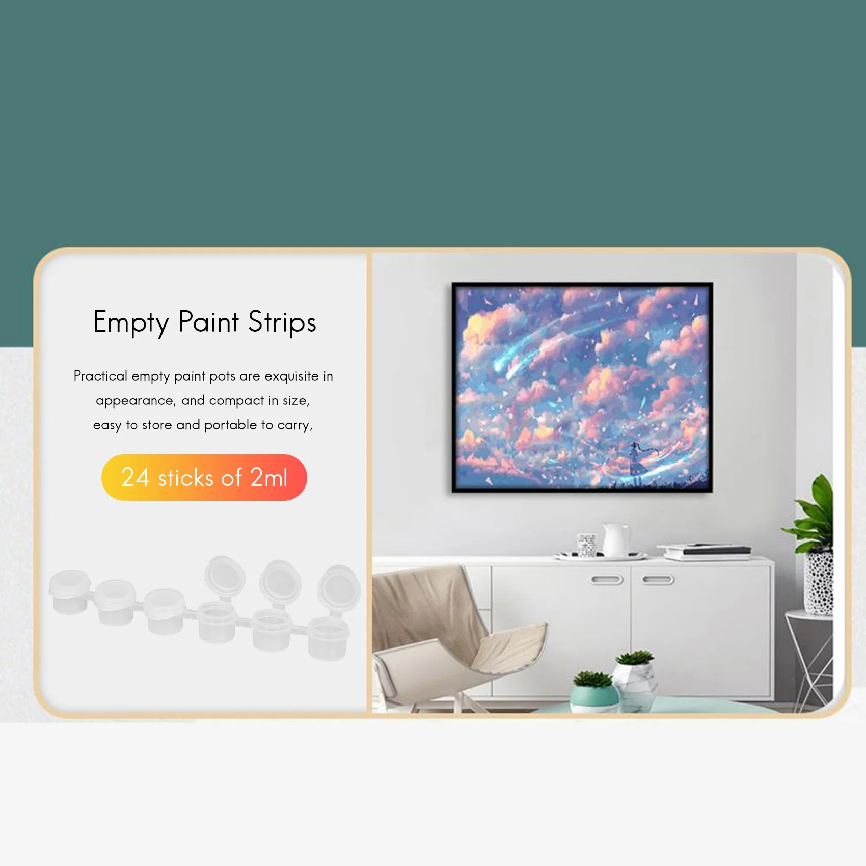 24 Strips 2Ml Empty Paint Strips Paint Cup Pots Clear Storage Containers Painting Arts Crafts Supplies 144 Pots in