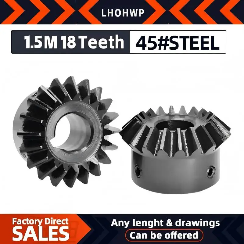 1.5M18T Right Angle Pinion 45# Steel Precision Gear for Gear Rack Drive Inner Hole 6/8/10/14/15 mm