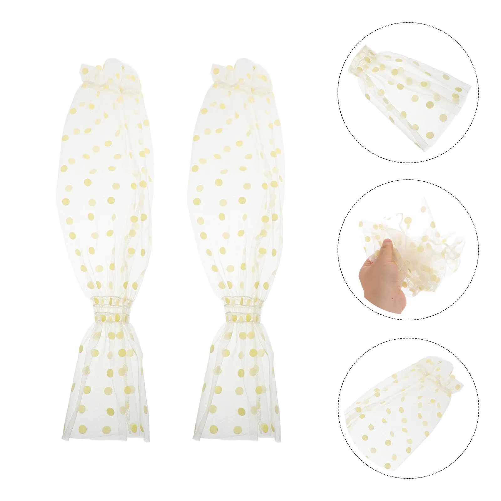 1Pair Lace Sun Protection Sleeves Sheer Mesh Arm Cover Long Fingerless Gloves Bridal Wedding Detachable Fancy Gloves for Tea