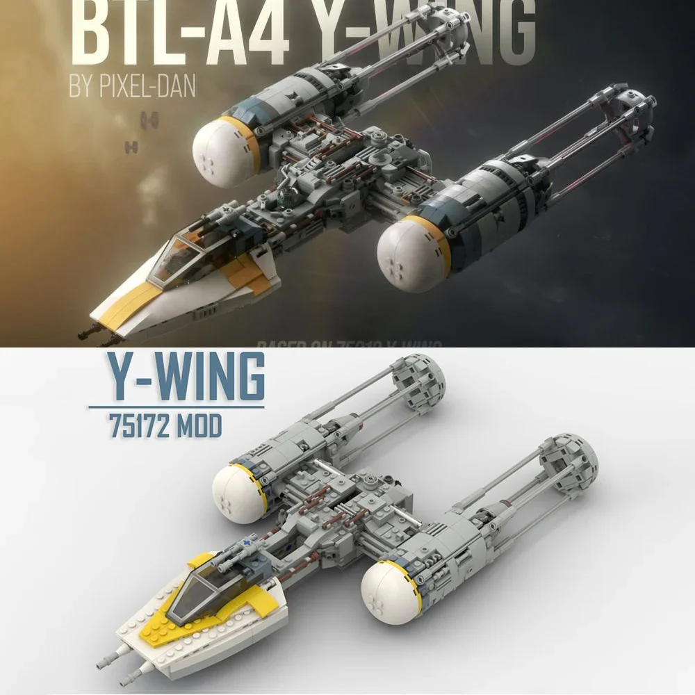 NEW PiXEL-DANs MOC Y-Wing space fighter Model DIY BTL-A4 UCS creative ideas ChildrenToy Birthday Gift BuildingBlocks 75172