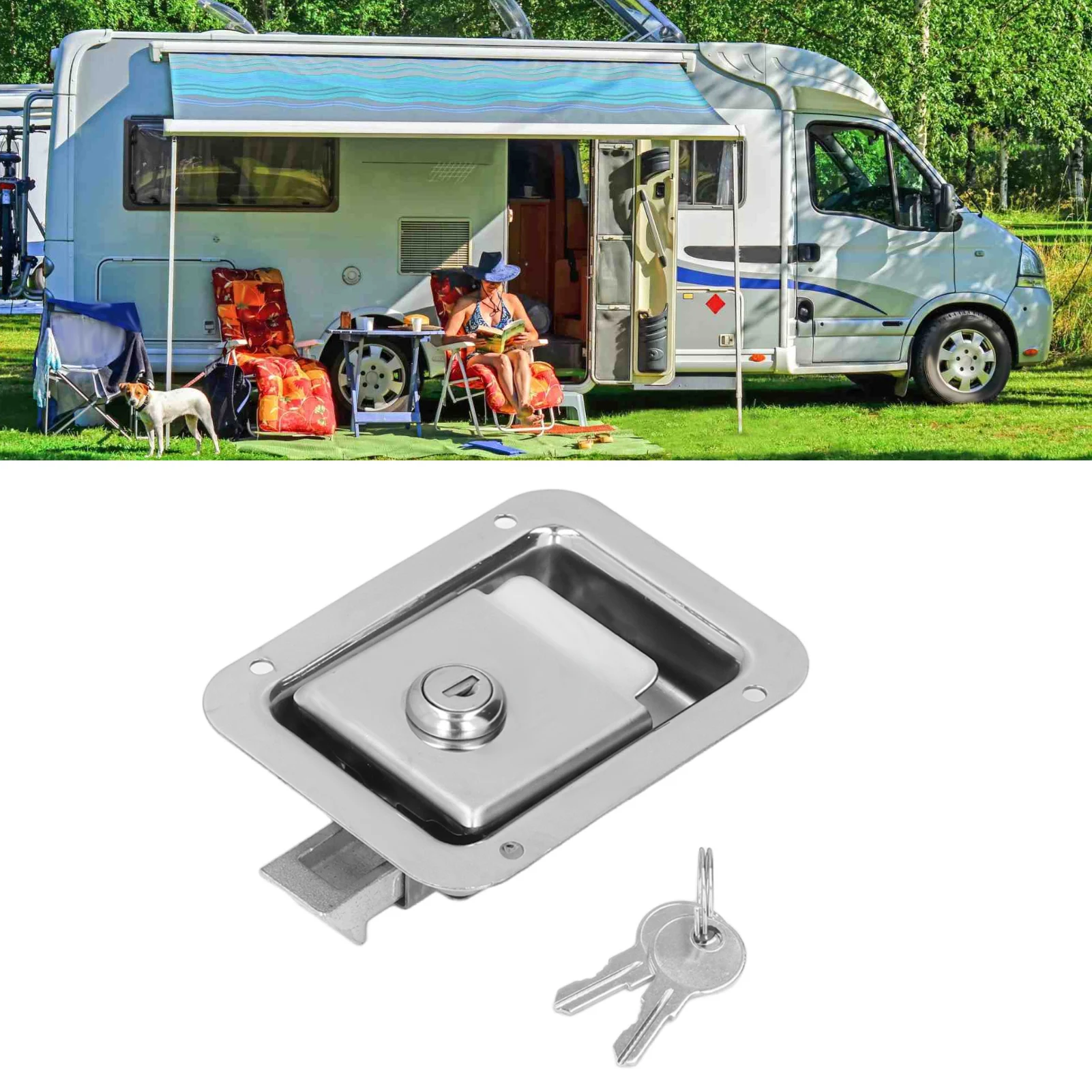 Travel Trailer Lock Stainless Steel Flush Mount Paddle Handle RV Door  for Toolbox Cabinet Electric Box Flush