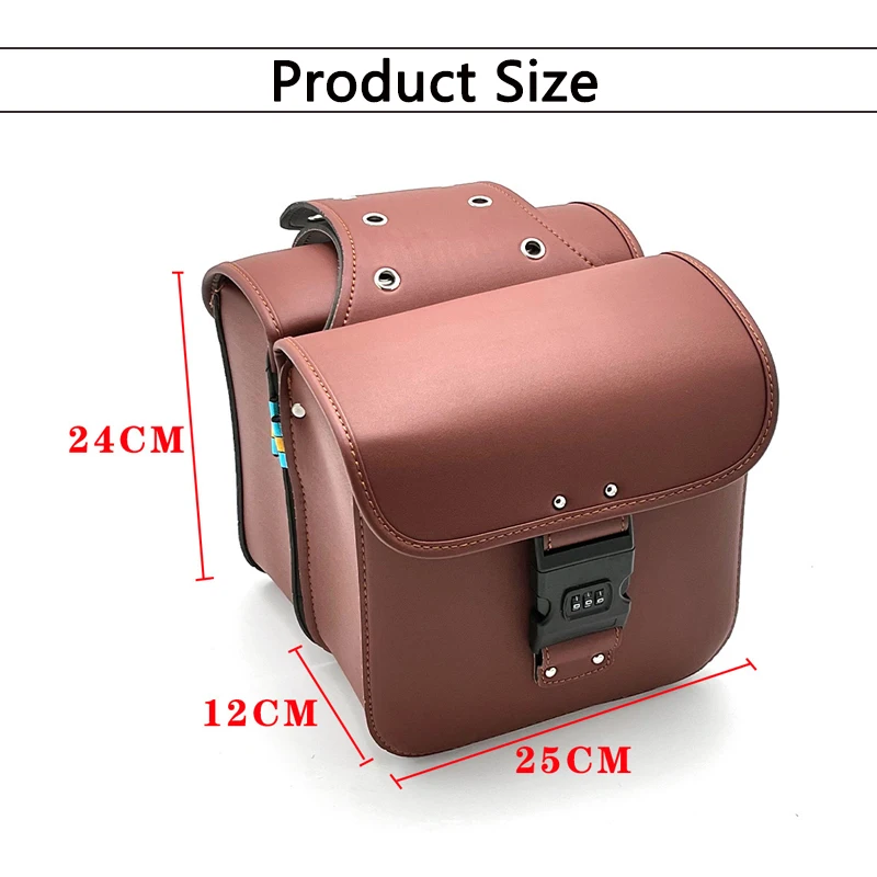 Motorcycle Universal Saddlebags Lockable PU Leather Side Storage Bags Detachable Luggage Pouch For Motorcycles Accessories