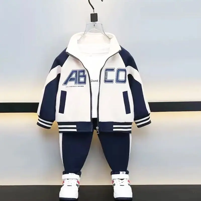 

Boys Autumn Suit 2Pcs Letter Baseball Uniform Striped Sweatpants Set Kids Sports Team Outfit
