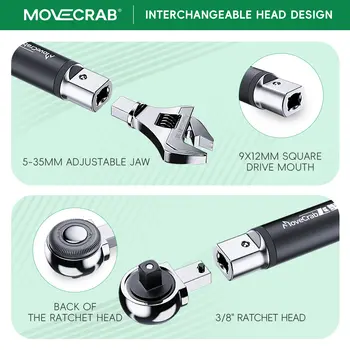 MoveCrab digital momentnyckel med utbytbara huvuden, precisionsjusterbar, 6,8–135 Nm (5–99,6 ft.lb), spärr och öppna huvuden 10 best sales 5nm torque - №3