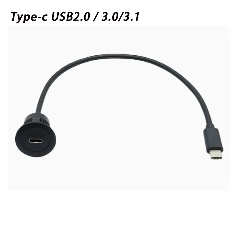 1m/3ft USB C Extension Cord with Waterproof Kit Type-C Male To Female Panel Flush Mount Cable for Car Boat Motorcycle Dashboard