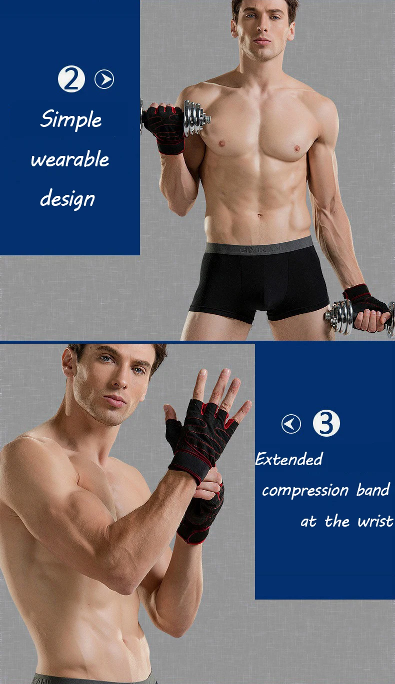 Gym Handschuhe für Männer Frauen Fitness Gewichtheben Armband Handschuhe Bodybuilding Training Sport Übung Radfahren Handschuh Stoßfest – Detail 4