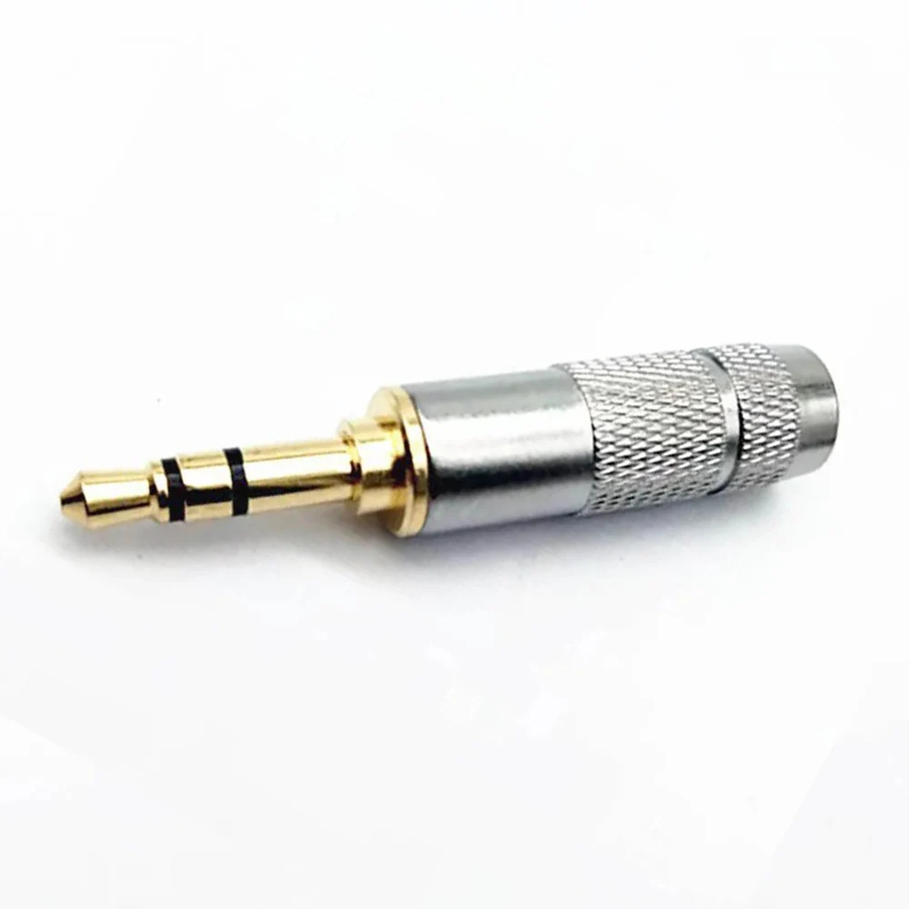 2Pcs Gold Plated 3.5mm Stereo 4 Pole Headphone Jack Plug Audio Solders Connectors High Quality Silver RCA