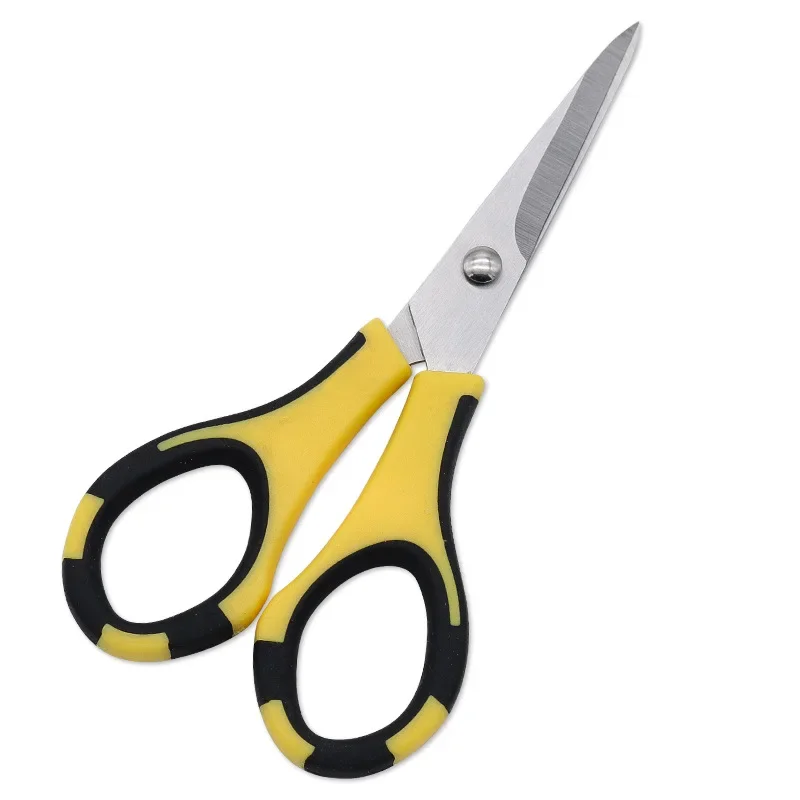 5 بوصة الفولاذ المقاوم للصدأ شفرة الملابس DIY بها بنفسك الموضوع المقص PP مقبض المدرسة مكتب طالب مقص تفريغ أداة أسود أصفر