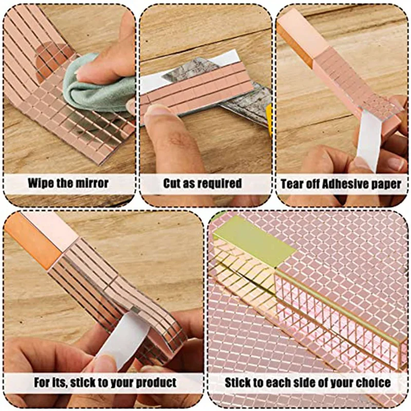 18000Pcs Self-Adhesive Mirrors Mosaic Tiles, 30 Sheets Glass Tile 5X5mm Glass Mirrors Mosaic Tiles Sticker (Rose Gold)-A68E