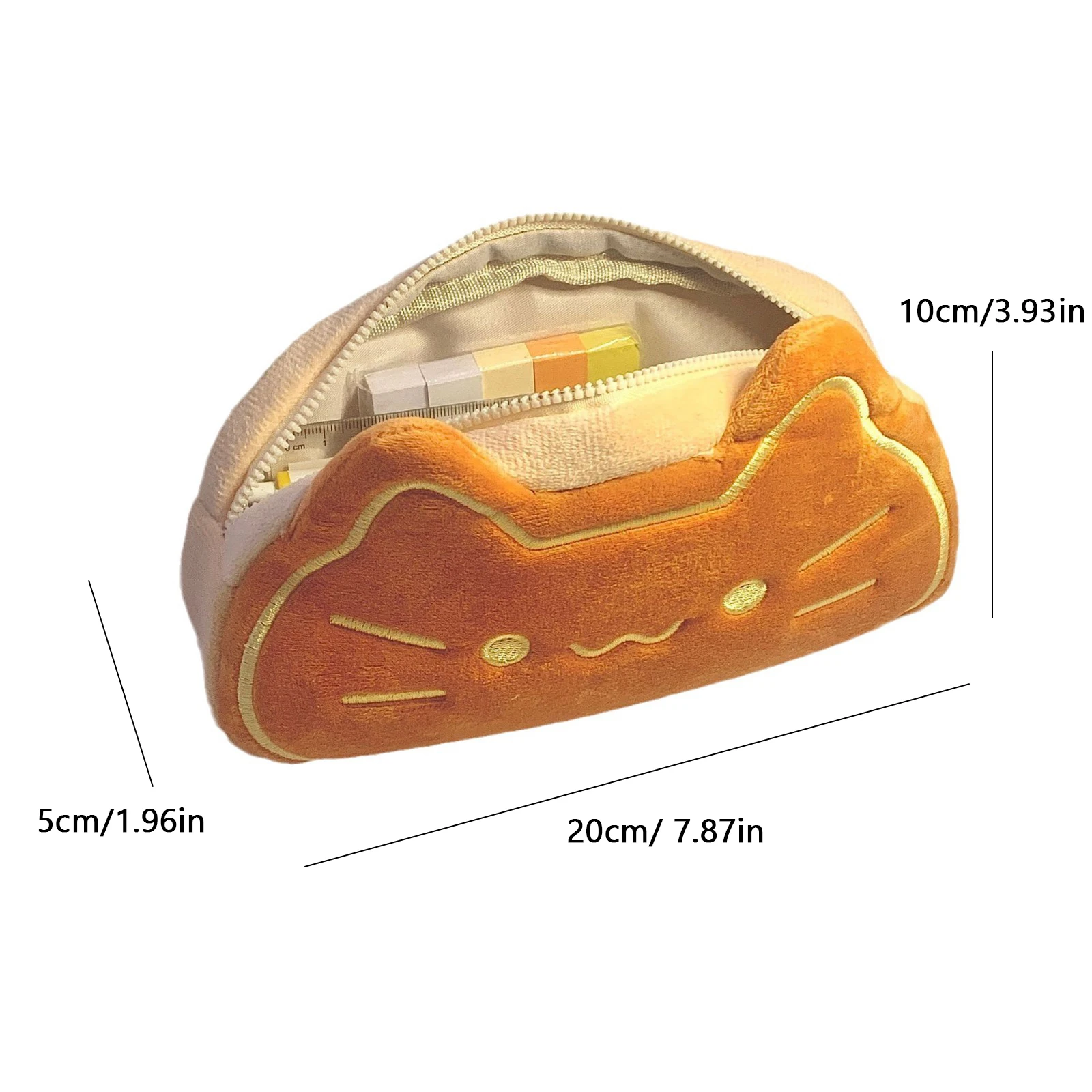 حافظة أقلام من القطيفة على شكل قطة كراميل - سعة كبيرة، هدية عيد ميلاد مثالية لطلاب المدارس الابتدائية والثانوية