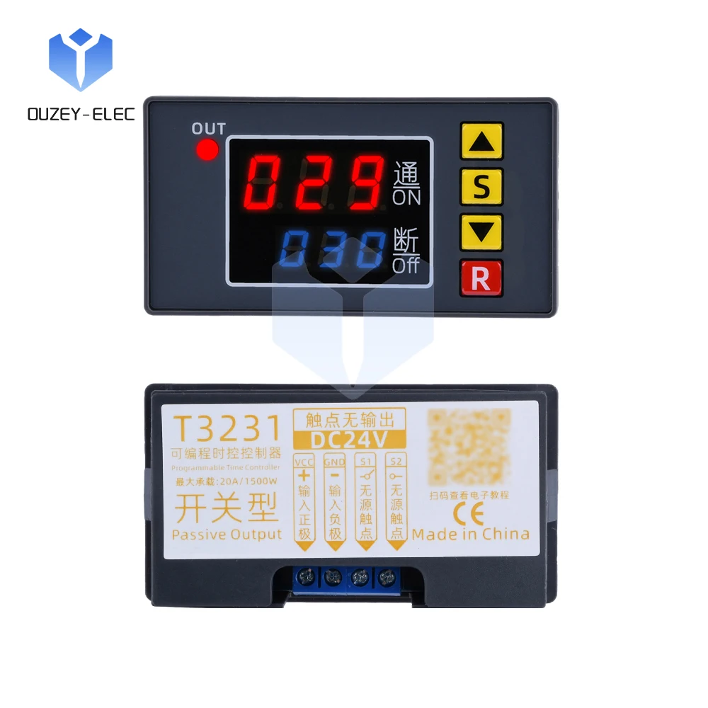 AC110/220V DC12/24V T3231 Intelligent Time Delay Relay LED Screen Display Cyclic Timing Control Switch Adjustable Timing Relay