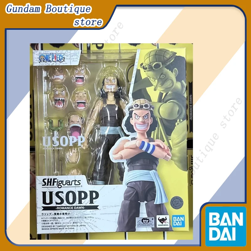 Bandai genuíno shf uma peça usopp-romance dawn-anime figura de ação modelo colecionável brinquedos ornamentos presente crianças criança menina