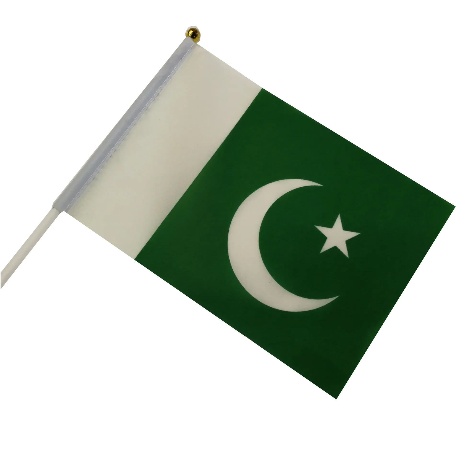 KAFNIK, 10/20/50/100 stücke Pakistan Hand Winken Flagge 14*21 cm Pakistan Kleine Nationalen Fahnen mit Kunststoff Fahnenmasten – Detail 2