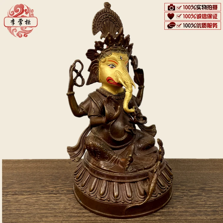 Shopkeeper Li Nepalese Tantra Tibetan Legend Large Pure Copper Painted Elephant God of Wealth Buddha Elephant Head God of Wisdom