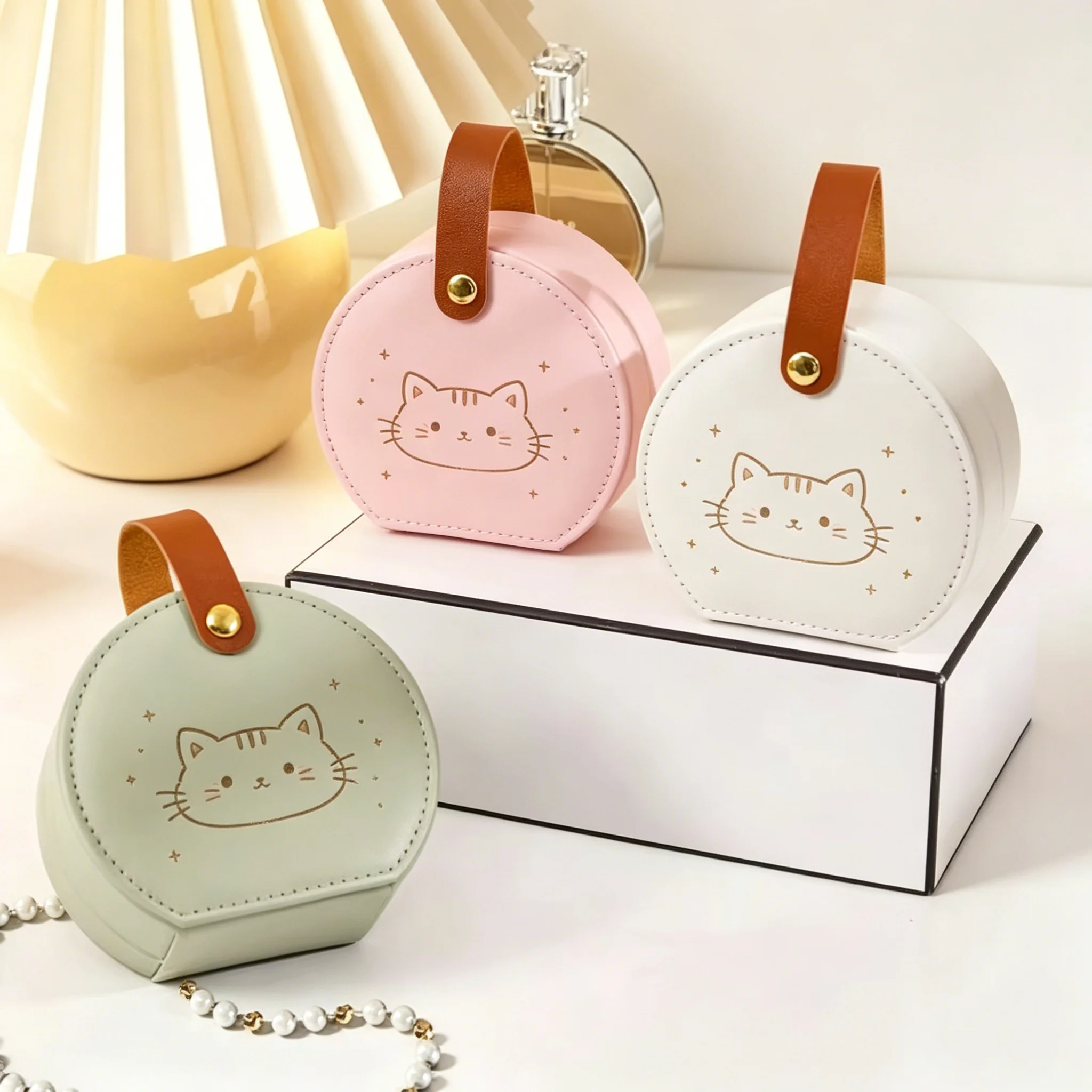 

Personalized Logo Luxury Travel Jewelry Case Small Earring Necklace Bracelet Packaging Organizer Storage Portable PU Leather Box