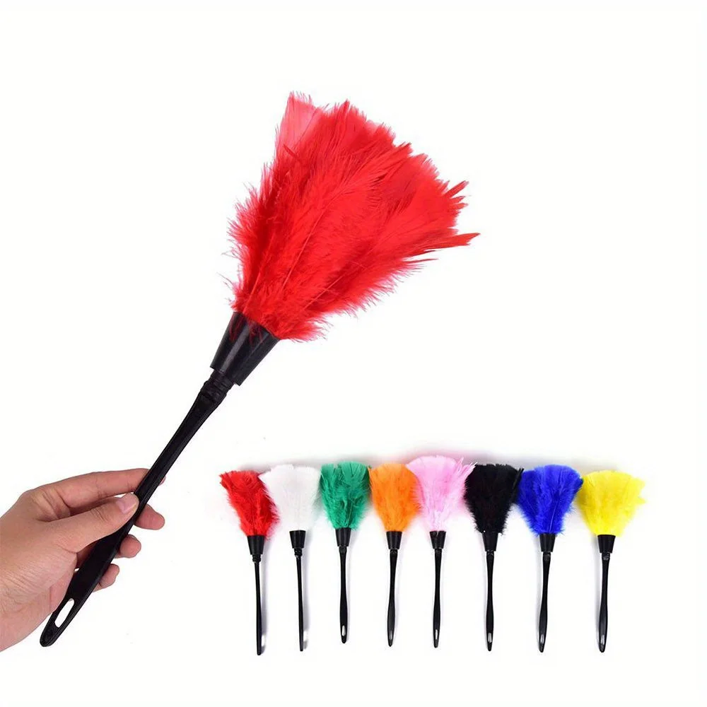 Soft Turkey Feather Duster Household Home Cleaning Tools 4 Colors Long Handle Dust Brush for Furniture Car Clean